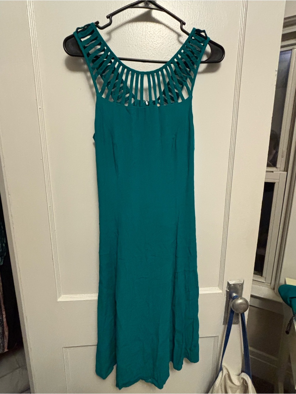 Forever 21 Teal Green Lattice Cutout Midi Dress Small